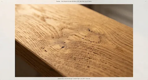 Solid Wood Shutters American Red Oak finish, illustrative image