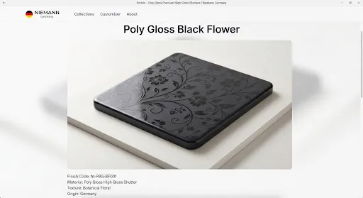 Poly Gloss Premium Black Flower finish, illustrative image