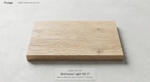 Thermo Structured Shutters Sherwood Light finish, illustrative image