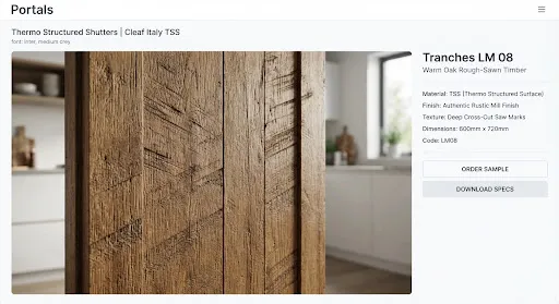 Thermo Structured Shutters Tranches finish, illustrative image