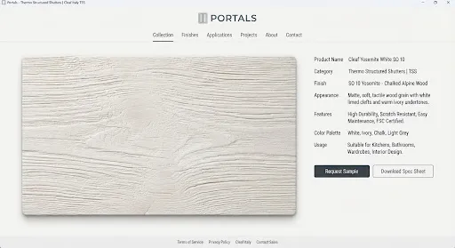Thermo Structured Shutters Yosemite White finish, illustrative image