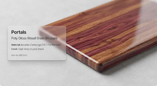 Poly Gloss Wood Grains Zwetschge finish, illustrative image